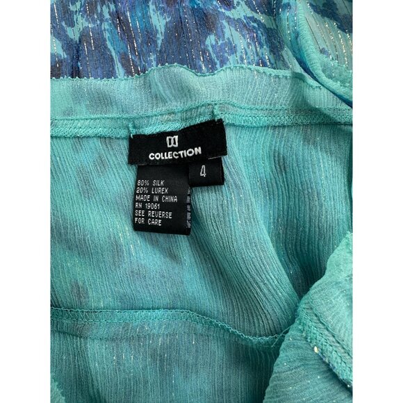 Vintage painterly crinkle silk skirt, top and shawl with gold lurex stripes - Picture 8 of 8